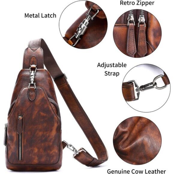 ⚡Women Coffee Genuine Leather Crossbody Sling Handmade Classic Vintage Bag - Picture 3 of 6